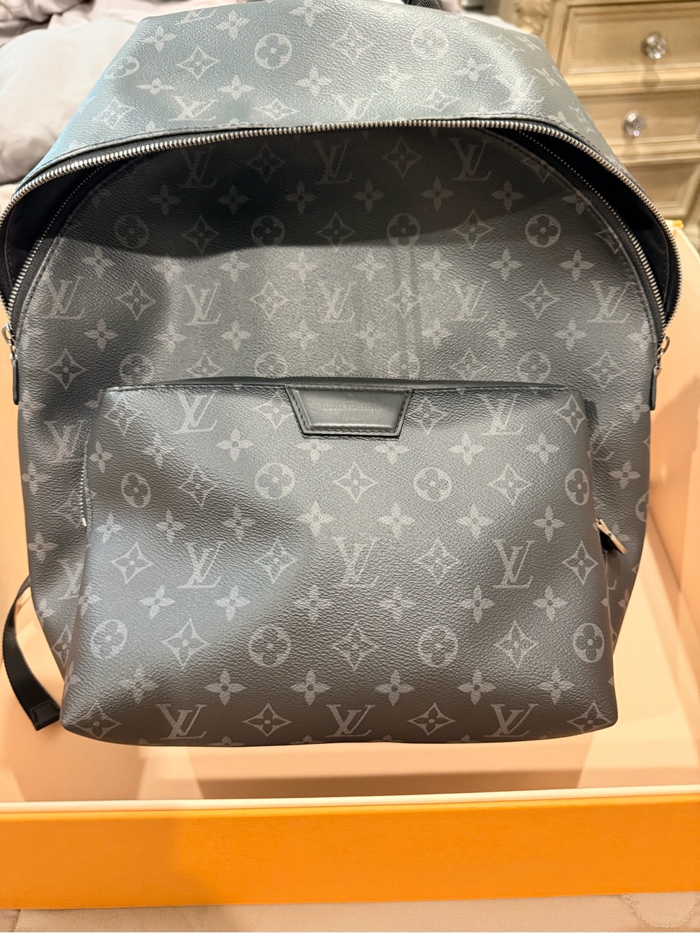 Louis Vuitton Gray Monogram Backpack with Front Pocket